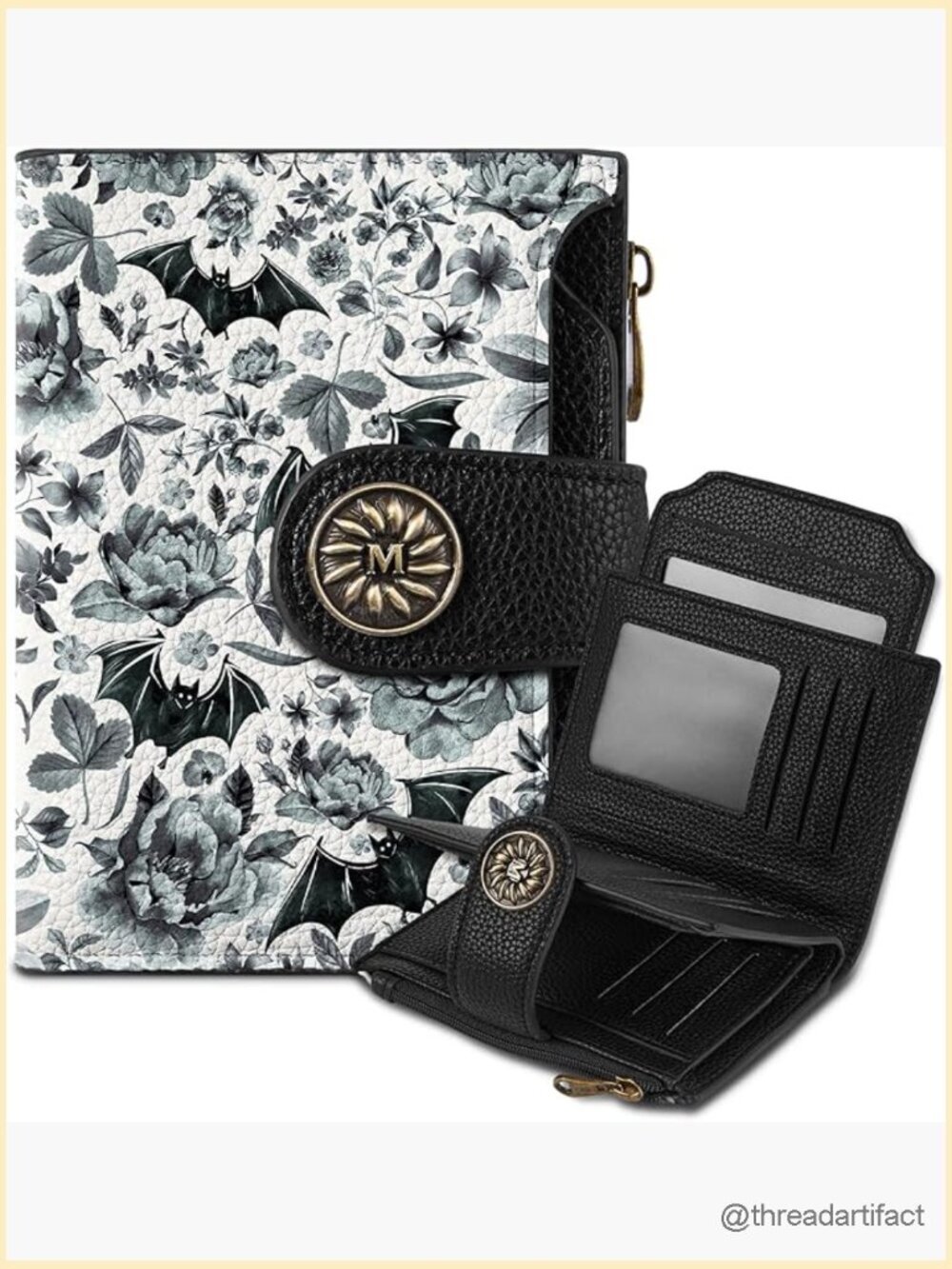 Small RFID Bifold Wallet with Zipper Coin Pocket, 14 Card Slots, Vegan Leather